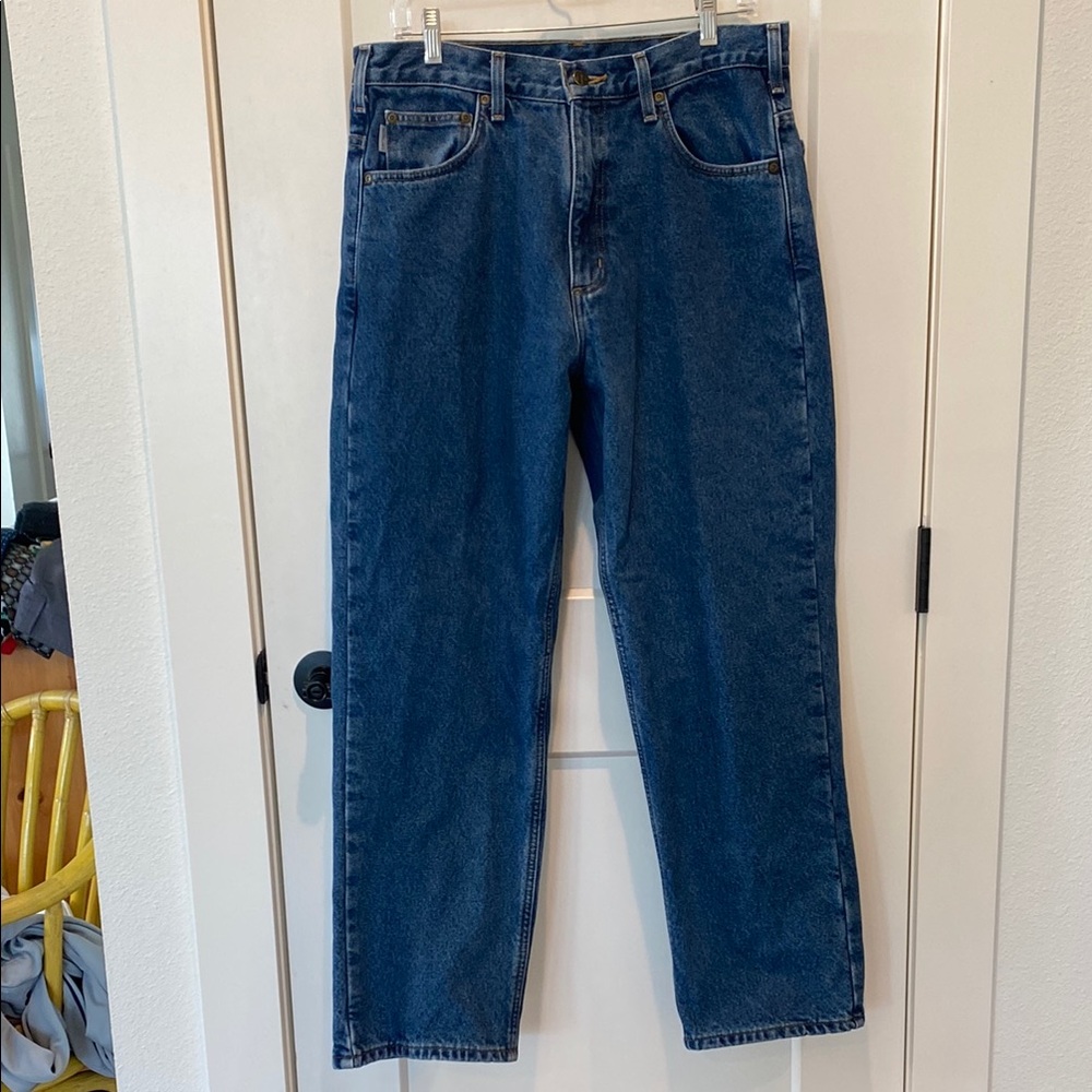 Carhartt Men’s Relaxed Fit Fully Lined Jeans.  34x30.  Blue.  5‎ Pocket.